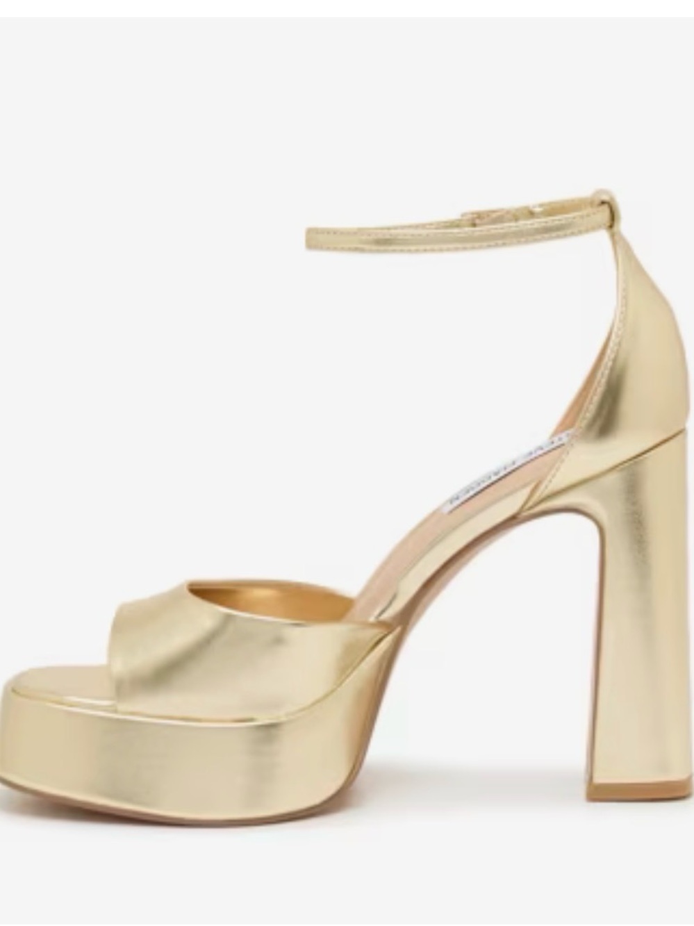 Steve Madden Metallic Gold Platform Ankle-Strap Heels - Picture 3 of 9